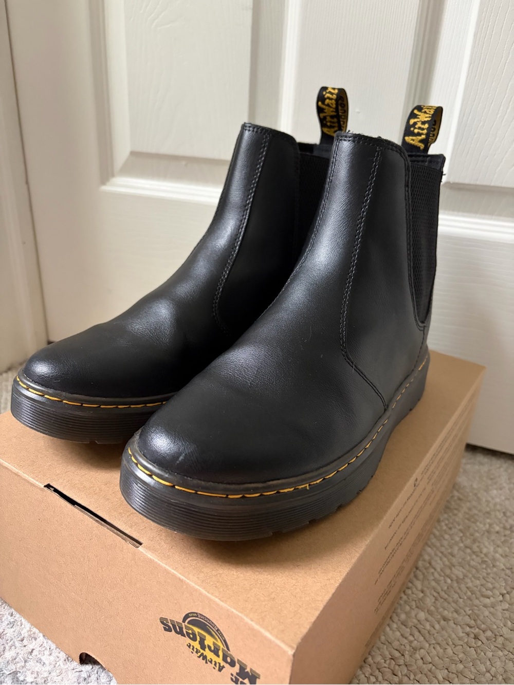 Dr. Martens Black Leather Chelsea Platform Boots